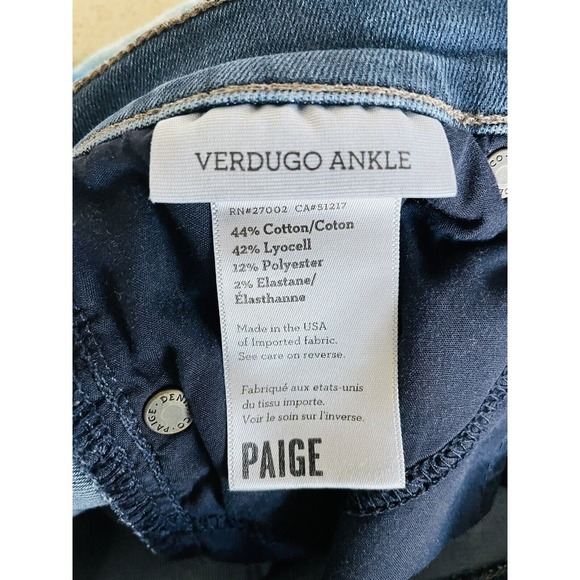 Paige Jeans Women's Verdugo Ankle Cropped Skinny Stretch Jeans, Size 26 - Picture 10 of 10